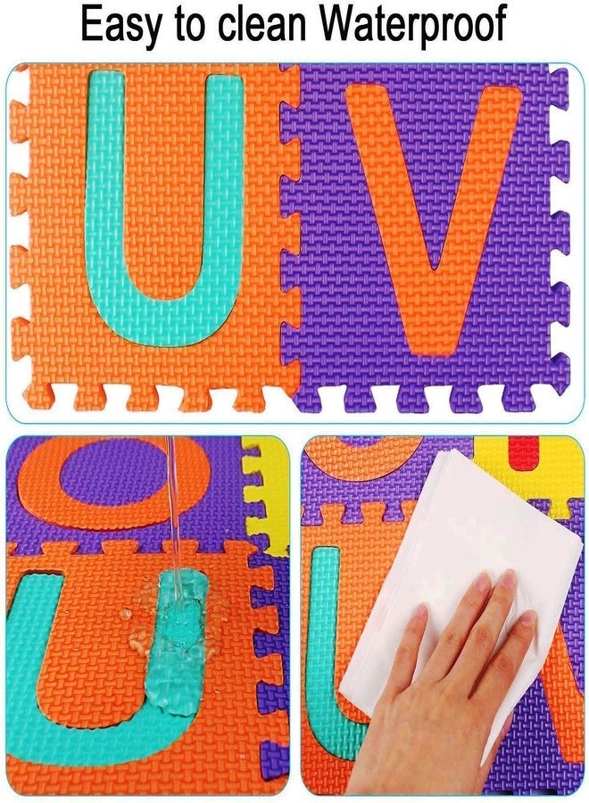 URM سجادة ألغاز صغيرة من الفوم للأطفال من يو آر إم، 36 قطعة، سجادة تعليمية متشابكة للأحرف والأرقام للأطفال - متعددة الألوان - Image 3